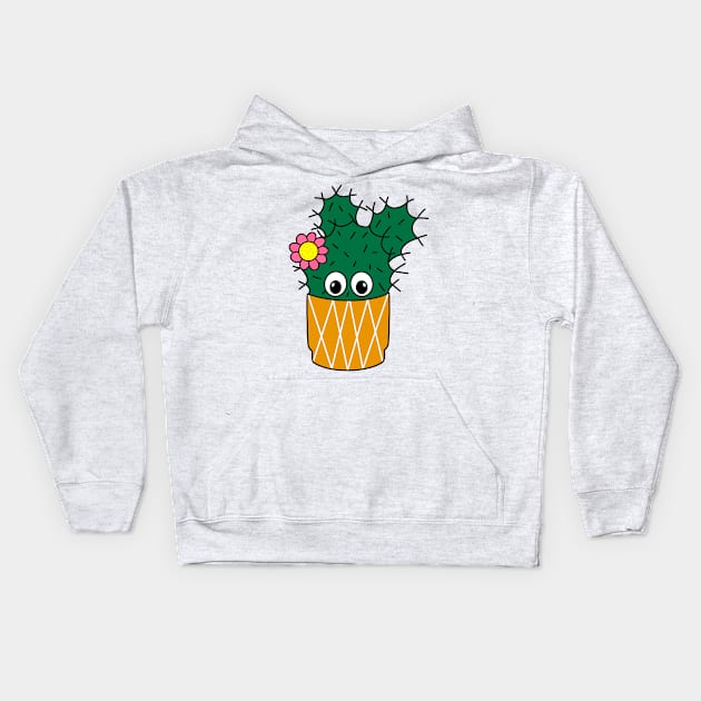 Cute Cactus Design #304: Spiky Cactus With Cute Flower Kids Hoodie by DreamCactus